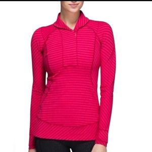 Lululemon‎ think fast pullover long sleeve top in red boom juice size 8 stripes